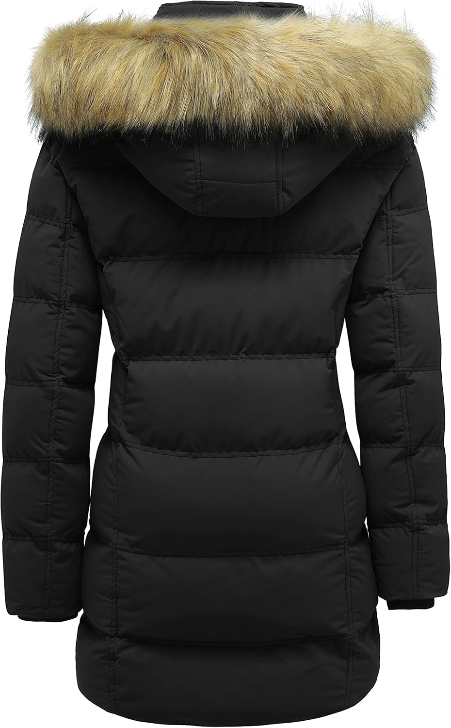 WenVen Women's Winter Long Puffer Coat Parka Jacket with Faux Fur Removable Hood - Image 4