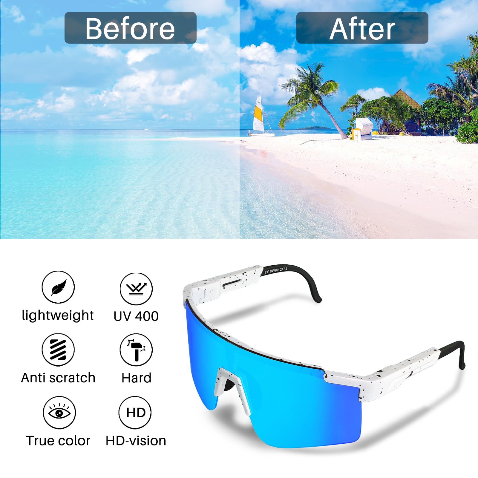 Sport-Sonnenbrille für Damen, Jugend und Herren, UV400-Linse, Kinder-Baseball-Sonnenbrille, TR90-Rahmen, ideal zum Radfahren, Skifahren