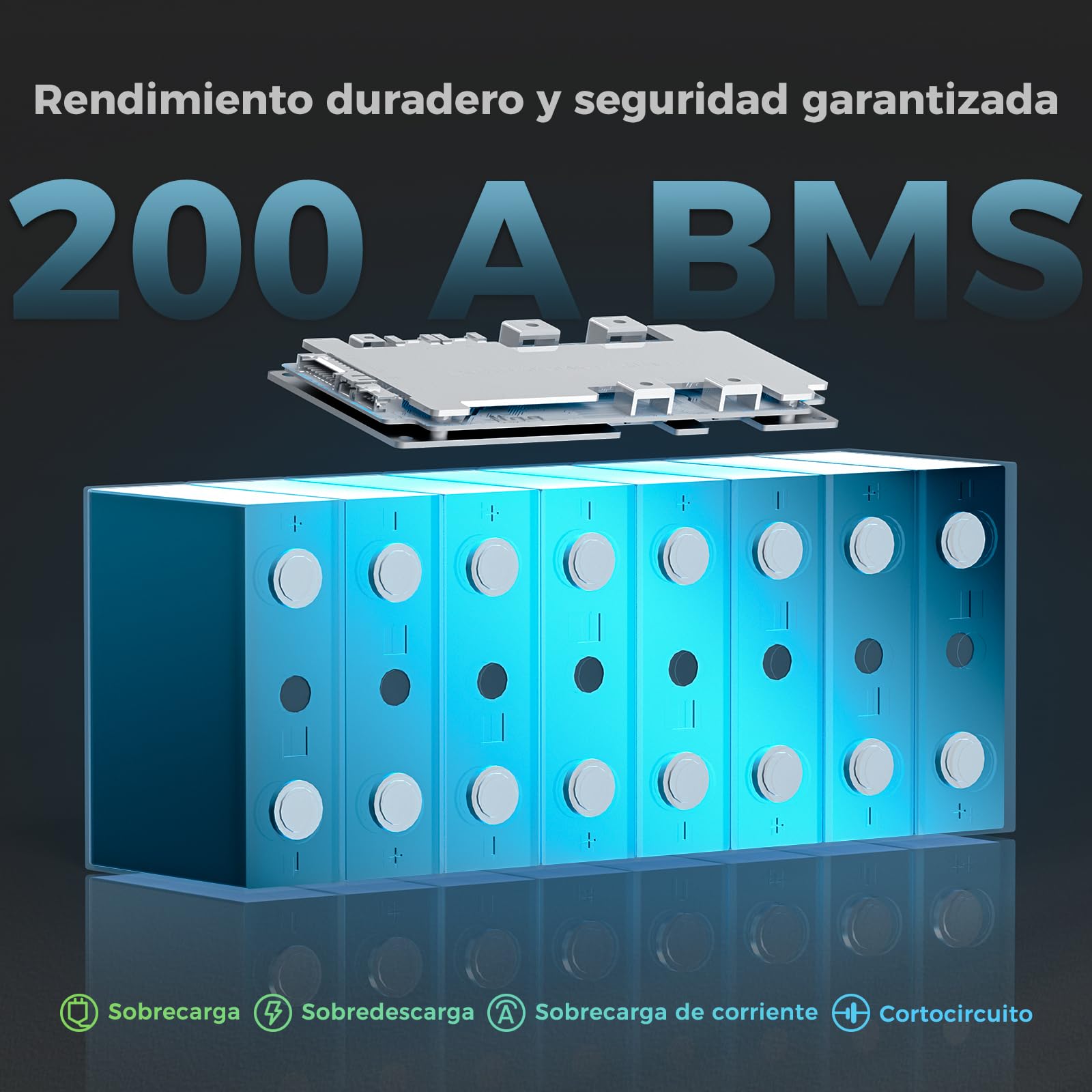 Dyness LiFePO4 Batería de Litio 12V 200Ah 2560Wh BMS 200A Ciclo Profundo Marina RV Solar