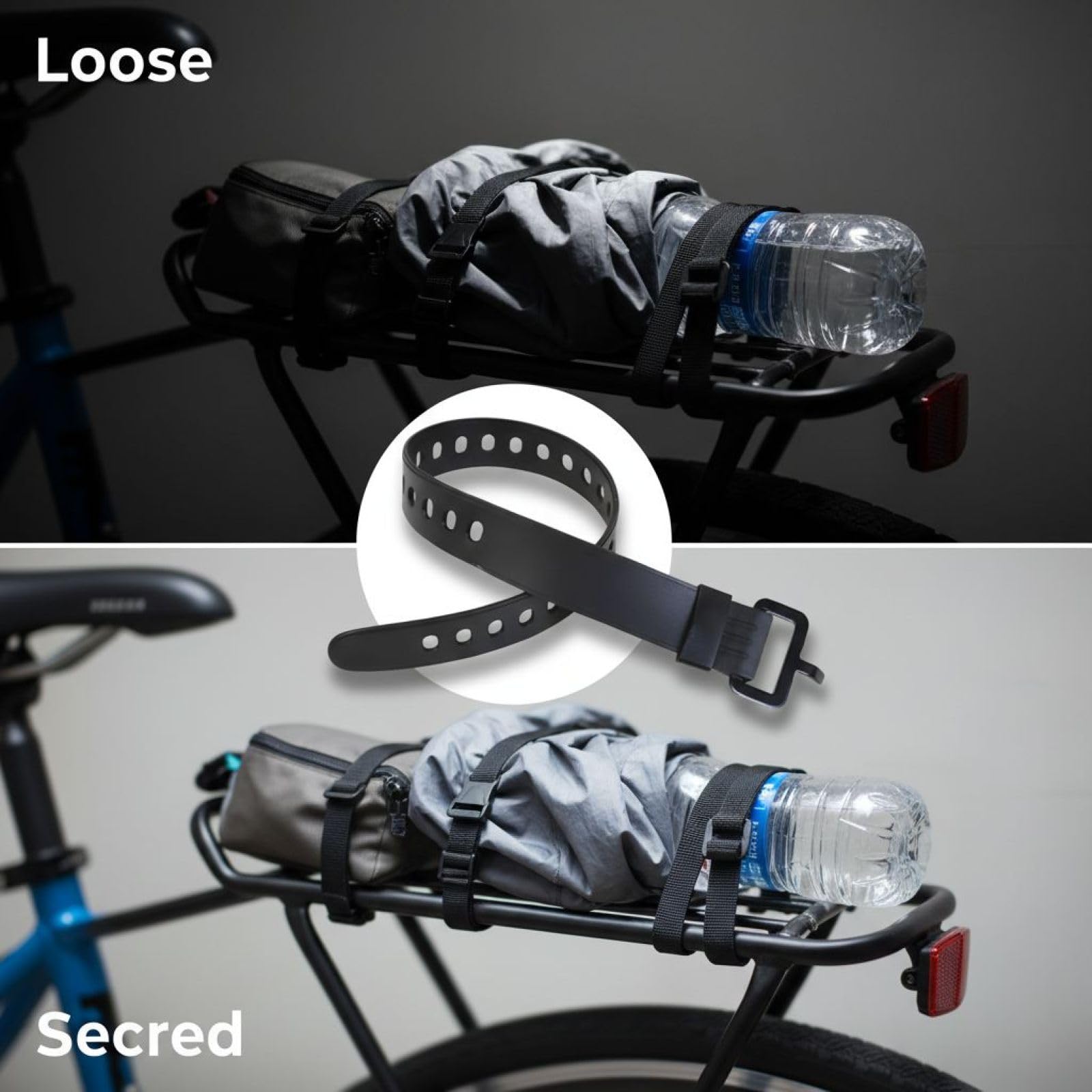 Lot de 4 Sangles d'arrimage pour vélo Noires de 45 cm, Sangles de Tension Multi-Usage réutilisables industrielles avec Boucle à dégagement Rapide, Cordon de Fixation réglable en Caoutchouc