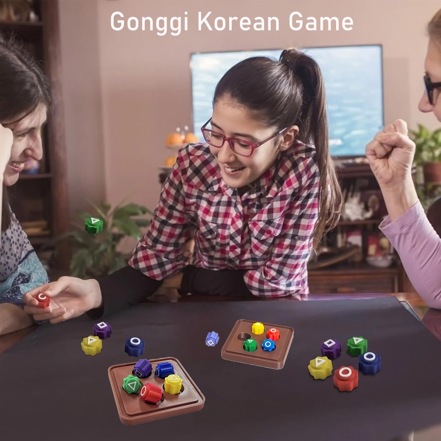 Juego Gonggi, Guijarros de Piedra para Coordinación (5Pcs + 1caja)
