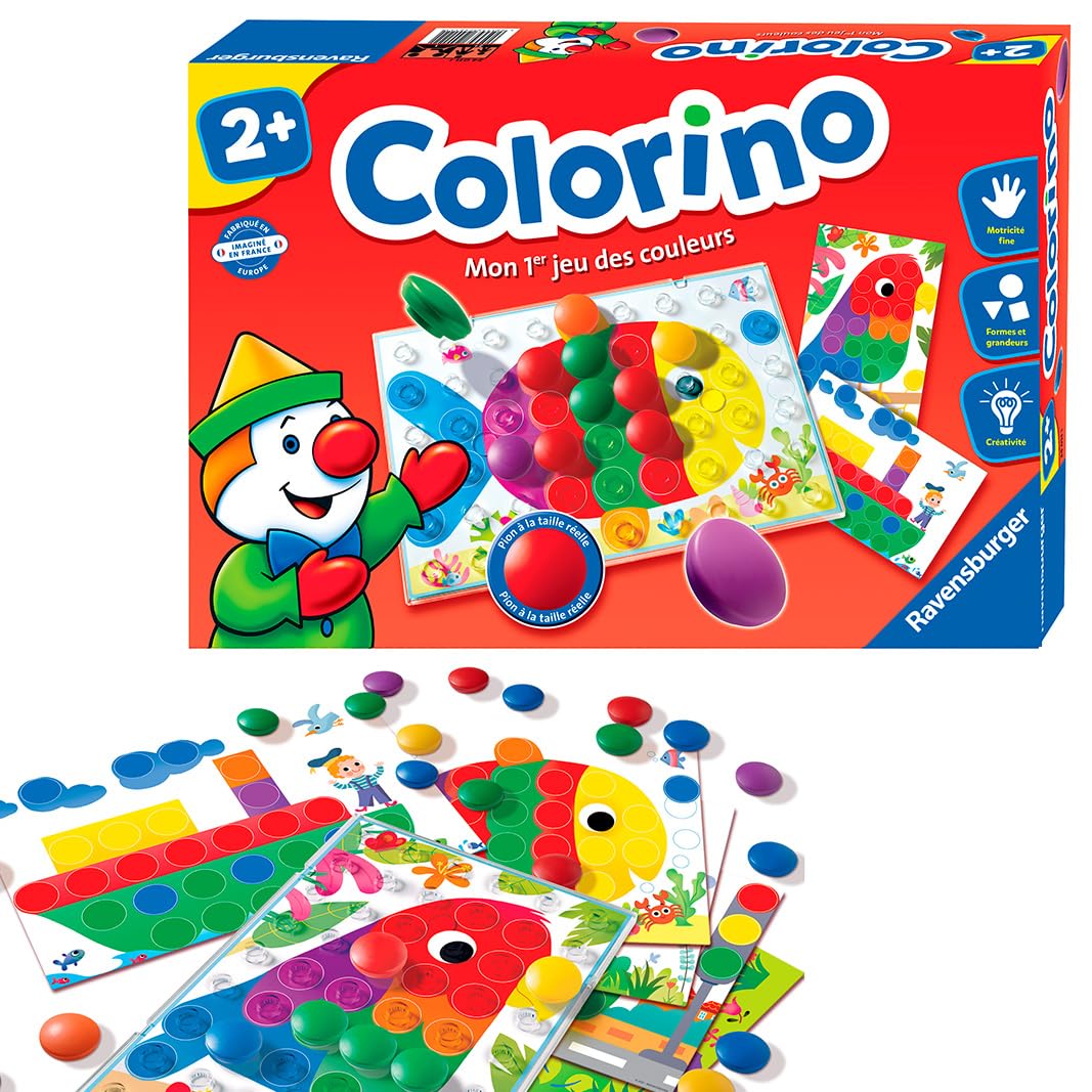 Ravensburger - Colorino - Dès 2 Ans - Jeu pour Apprendre Les Couleurs - Développement de la Motricité Fine - Jeu Educatif - Mosaïque Enfant - Version Française - 24011