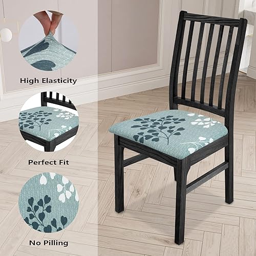 Miniatura 3 de FIGOOO Juego de 6 fundas elásticas para asiento de silla de comedor, de elastano, extraíbles, lavables, antipolvo, para silla de comedor (6