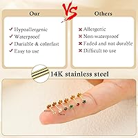 Vista 2 de Gold Nose Ring Stud, 20g Cartilage Earrings Tragus Piercing Jewelry, 14k Titanium Nose Ring Threadless Medusa Clip on Earrings, Flat Back Medusa