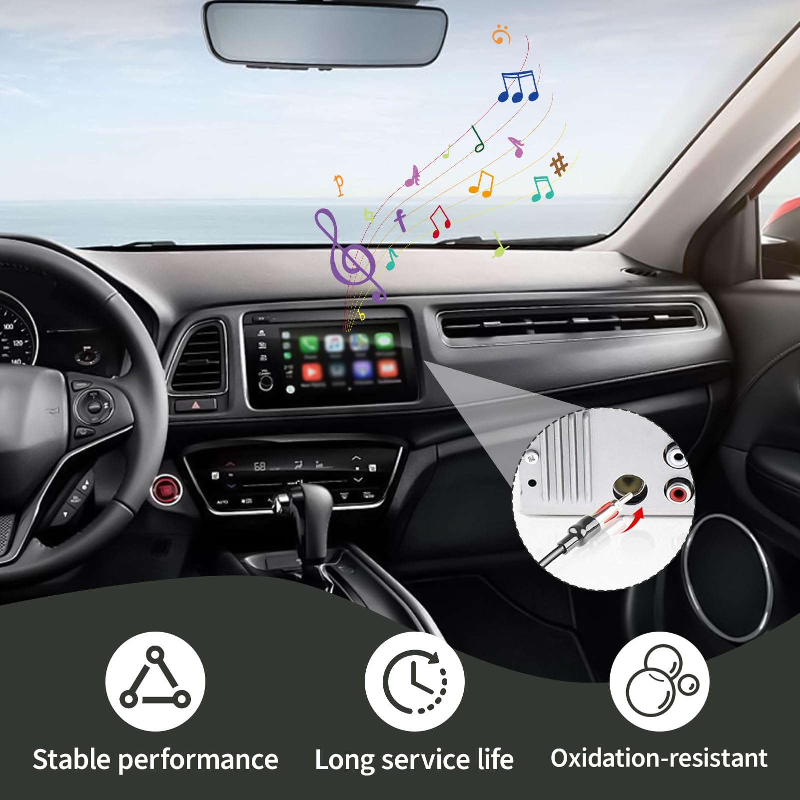 Adattatore Antenna Autoradio, Connettore Fakra Z Maschio a DIN Maschio per Spinotto Autoradio, Connettore Coassiale RG174 per Collegamento Antenna FM AM DAB GPS, Compatibile con Sistemi Infotainment