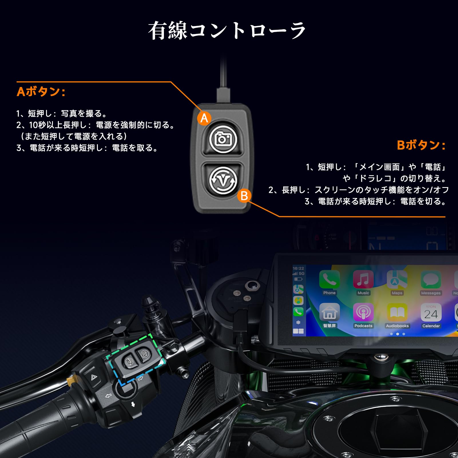 Amazon.co.jp: Spedal バイク ドライブレコーダー 前後1080P CarPlay