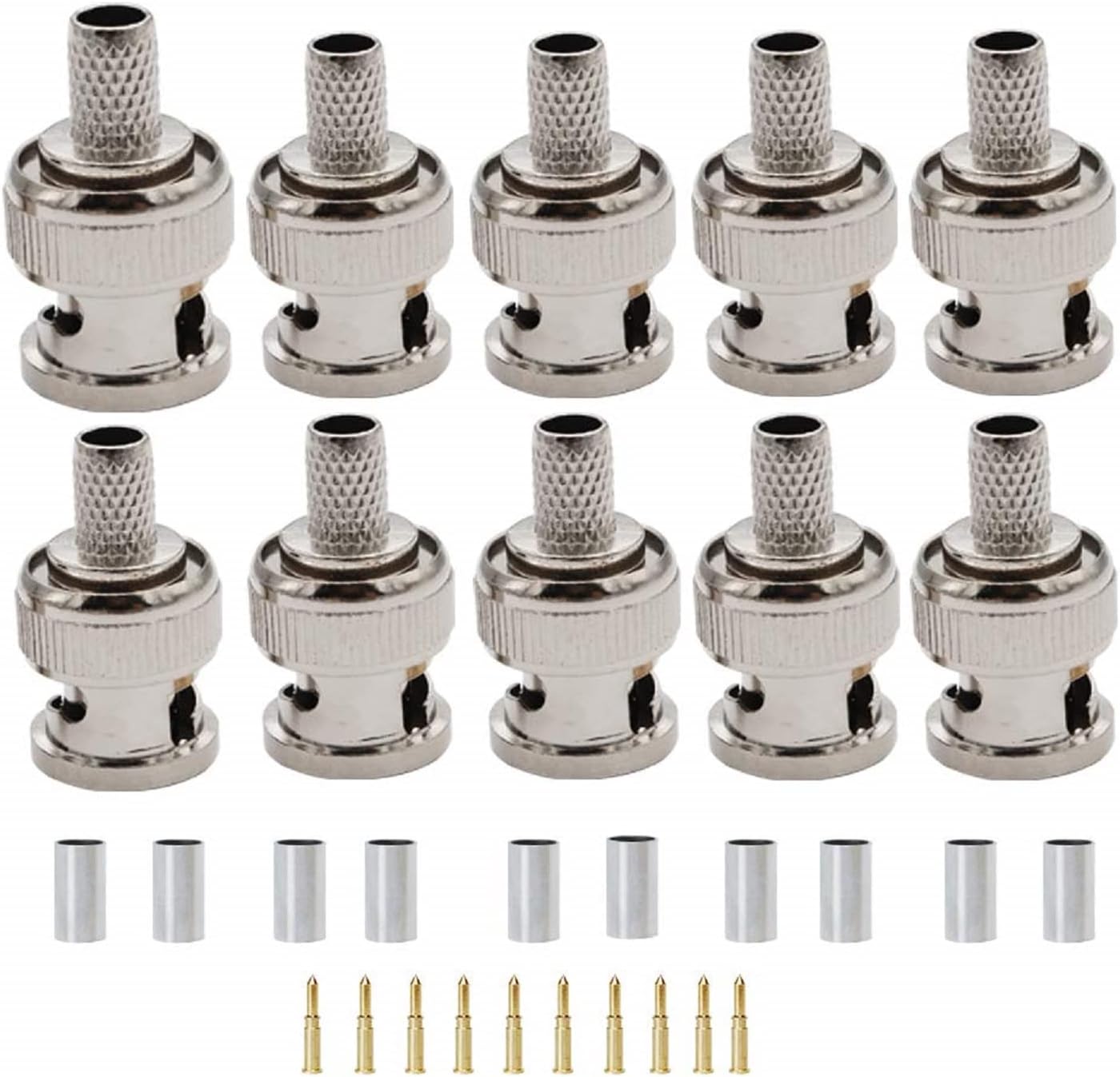 Crimped Version BNC Connector for Cable RG 59.10 Pieces