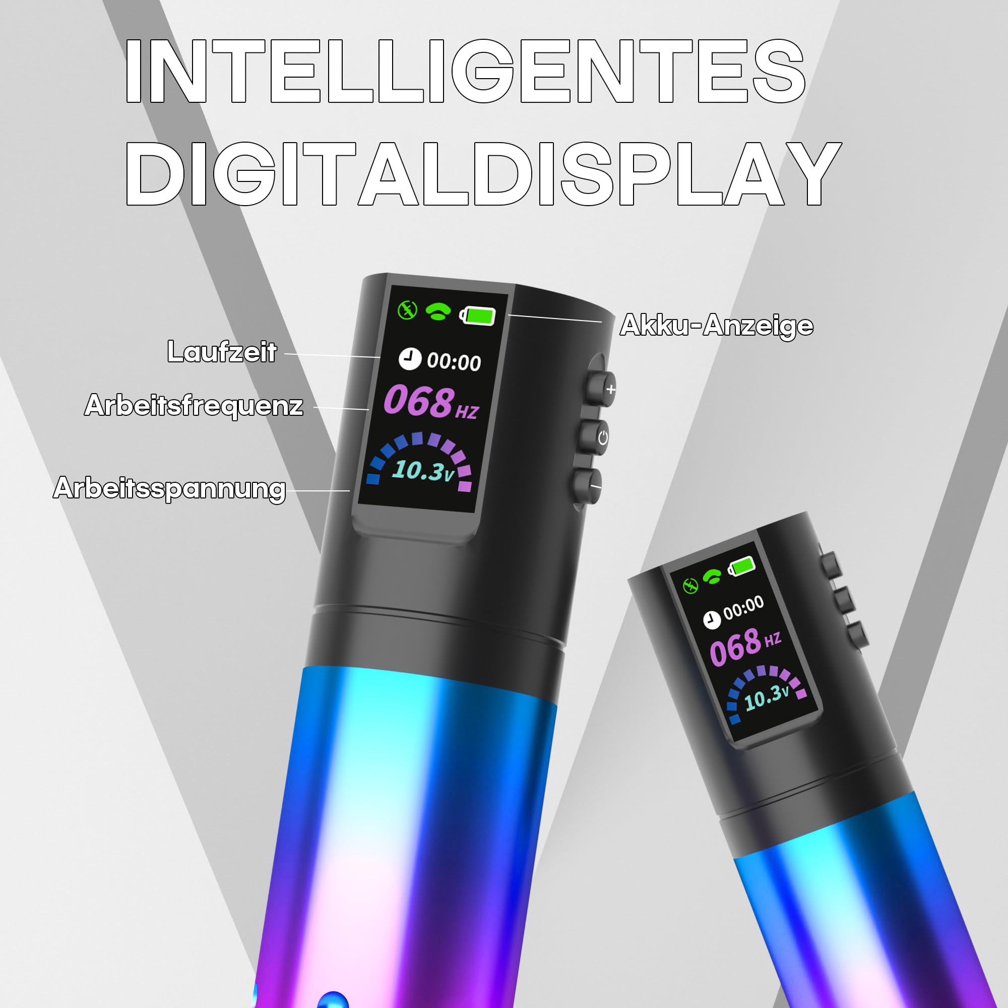 POSEIDON Tattoo Pen Kit, Kabelloses Tattoo-Machine-Set mit 2 Akkus & 20 Tattoo-Kartuschennadeln, LED-Display, Komplettes Tattoo-Zubehör für Anfänger