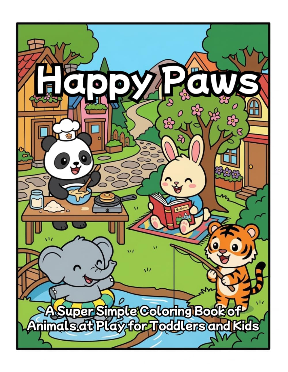 Happy Paws: A Super Simple Coloring Book of Animals at Play for Toddlers and Kids