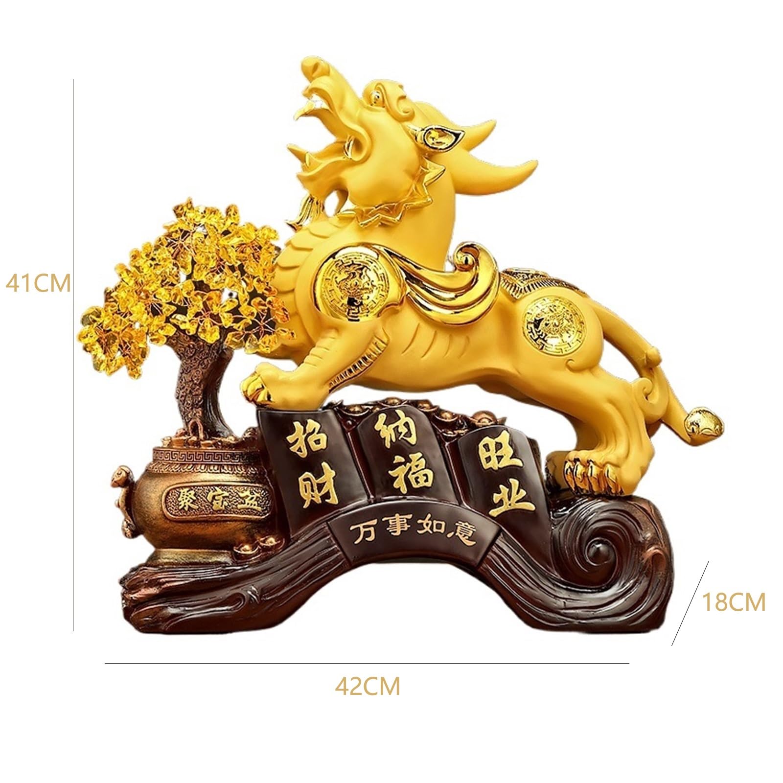 Estatua de Buda Adornos Dorados,Estatua de Fengshui para la Riqueza y la Suerte,Escultura de símbolo de Suerte,Decoración del hogar Decoración de Feng Shui