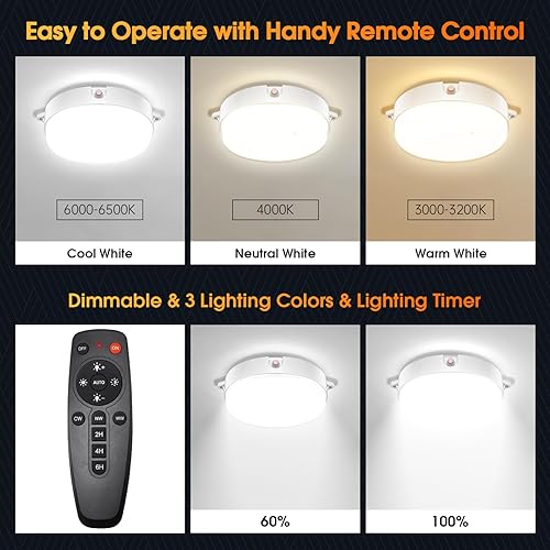 Miniatura 5 de Paquete de 2 luces solares para interiores y exteriores, luz de techo más brillante, tricolor y diurna con interruptor de encendidoapagado y control