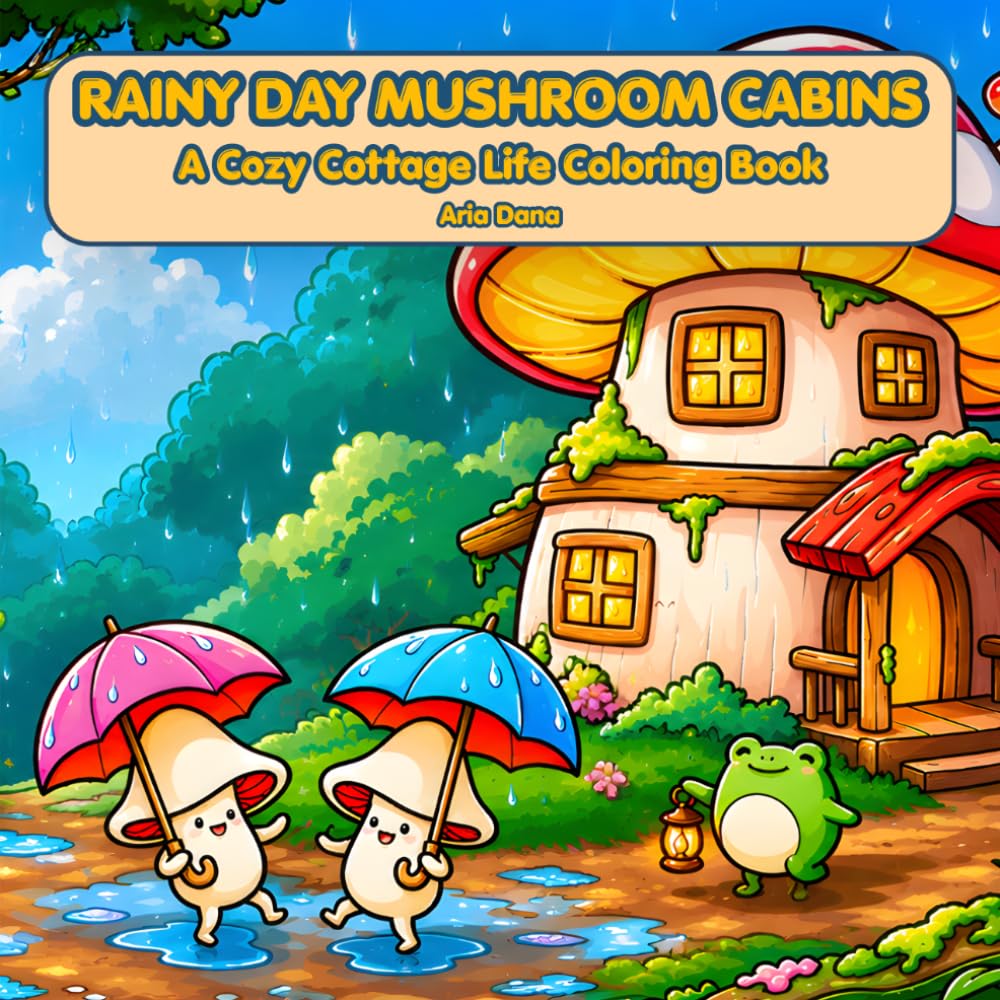 Rainy Day Mushroom Cabins A Cozy Cottage Life Coloring Book: Whimsical Forest Scenes with Tiny Mushroom Houses & Frogs — 50 Single-Sided Pages for ... (Mushroom Cottage Life Coloring Collection)