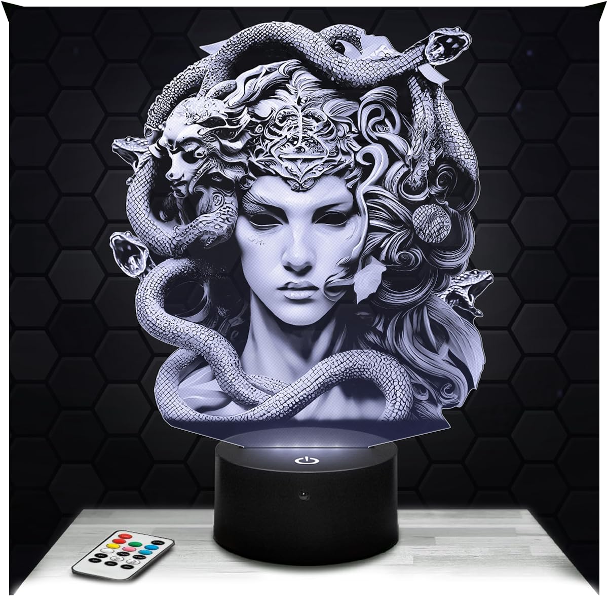 Lampephoto.fr - Medusa Gorgon Mythology 3D Lamp Gift idea for Greek Ancient Olympus Decoration Gorgon Desk or Living Room Decoration Lamp Christmas, Gift idea for Fans of Medusa Gorgon Mythology