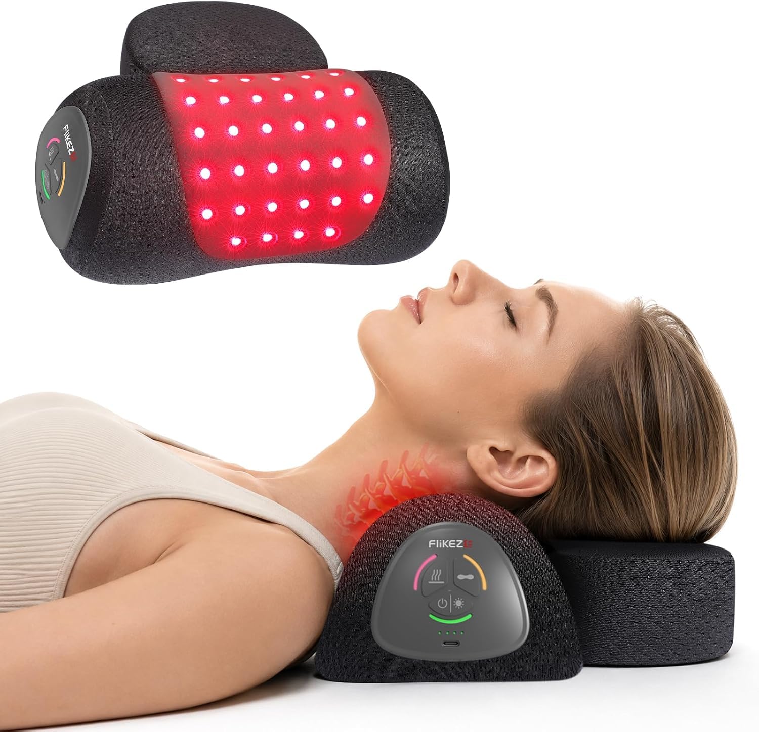 Photo 1 of FliKEZE Neck Traction Device with Red Light and Heat Therapy
