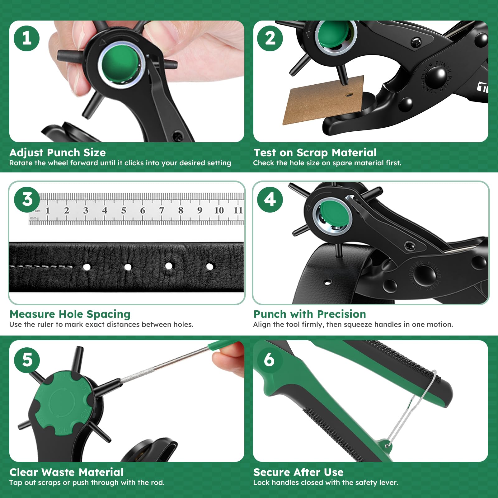 EJ.life Pince Perforatrice Cuir Pince Multi De Poinçon De Ceinture De