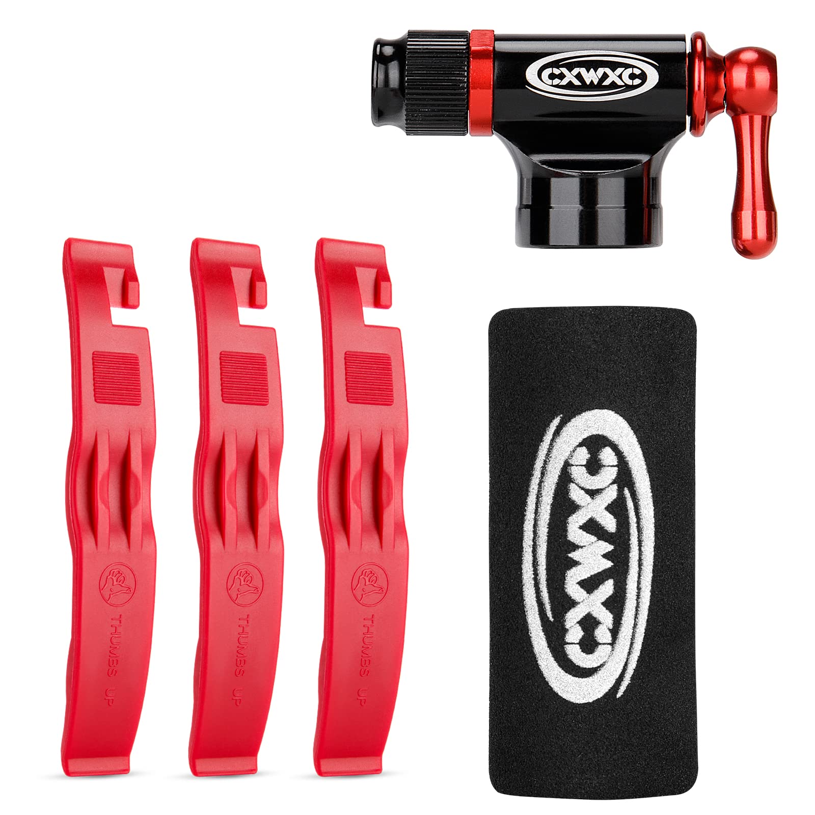 CO2 Inflator with Tire Levers - Presta & Schrader Valve Compatible - Bicycle Tyre Pump for Road & Mountain Bikes, No CO2 Cartridges Included