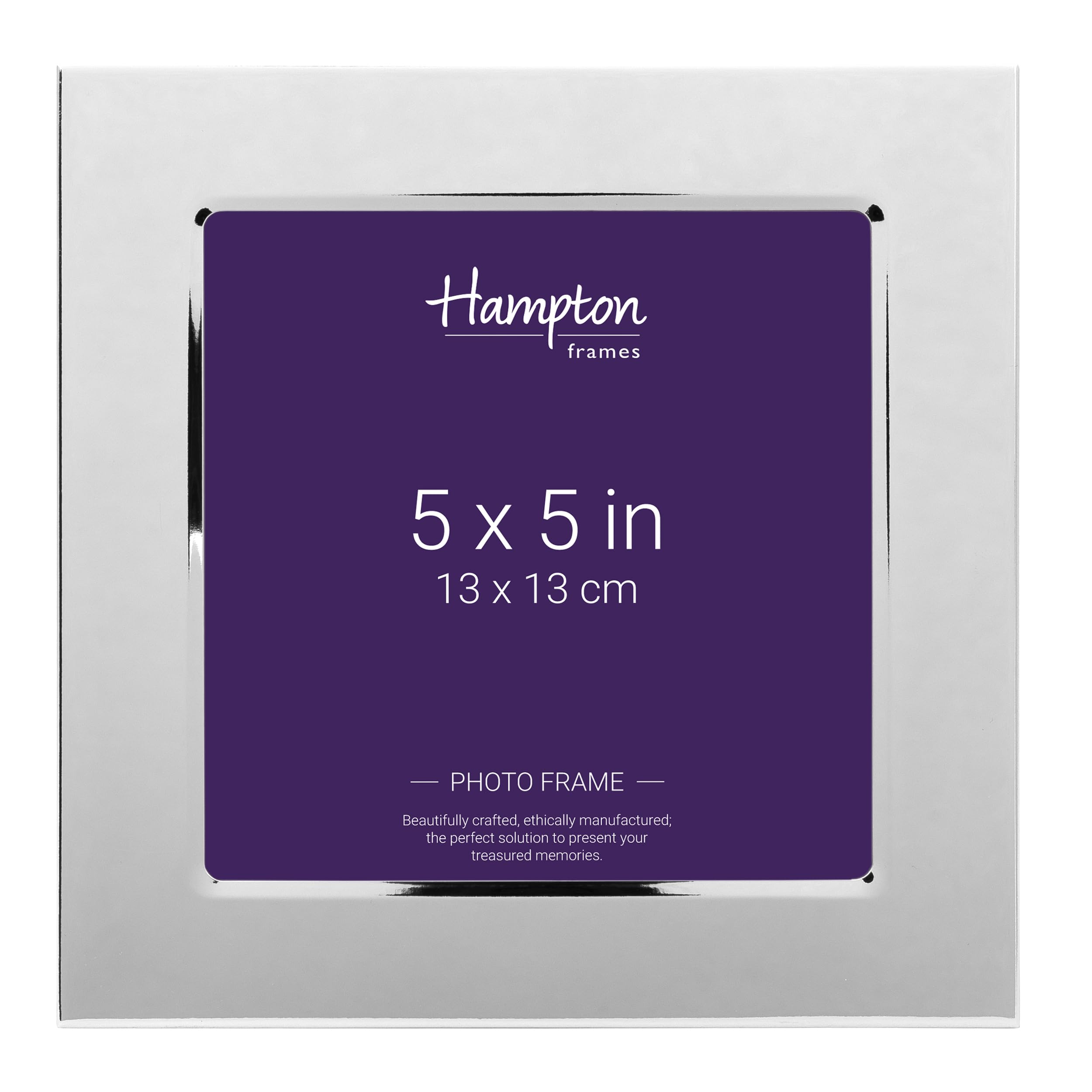 Hampton Frames WINDSOR 5x5 (13x13cm) Square Silver Engravable Picture Photo Frame With A Glass Aperture WIN06055S