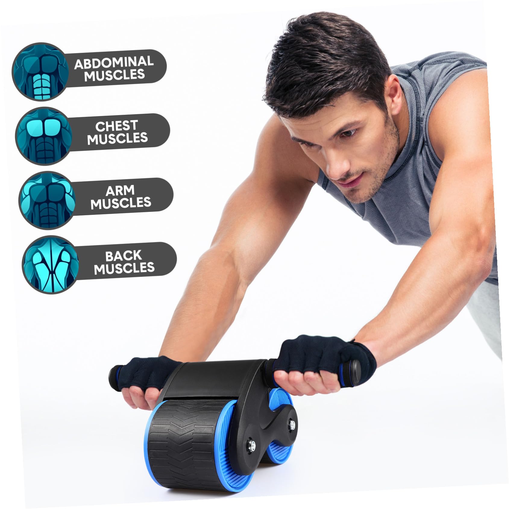 Rueda Abdominal Automática con Rebote Rodillo Ab Antideslizante con Soporte para Móvil y Almohadilla para Rodillas Equipo Ligero y Desmontable para Entrenamiento Color Aleatorio