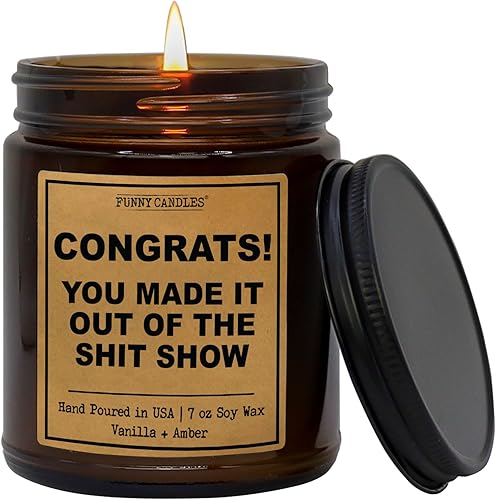Velas divertidas para regalo de despedida de colega para mujeres, hombres - Felicidades! Lo lograste  Aroma a lavanda y vainilla, vela de tarro de