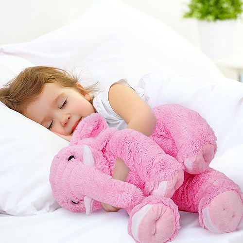 Miniatura 10 de Animales de peluche de elefante con peso, 5 libras, almohada gigante de elefante de 16 pulgadas para niños y niñas, Navidad (gris)