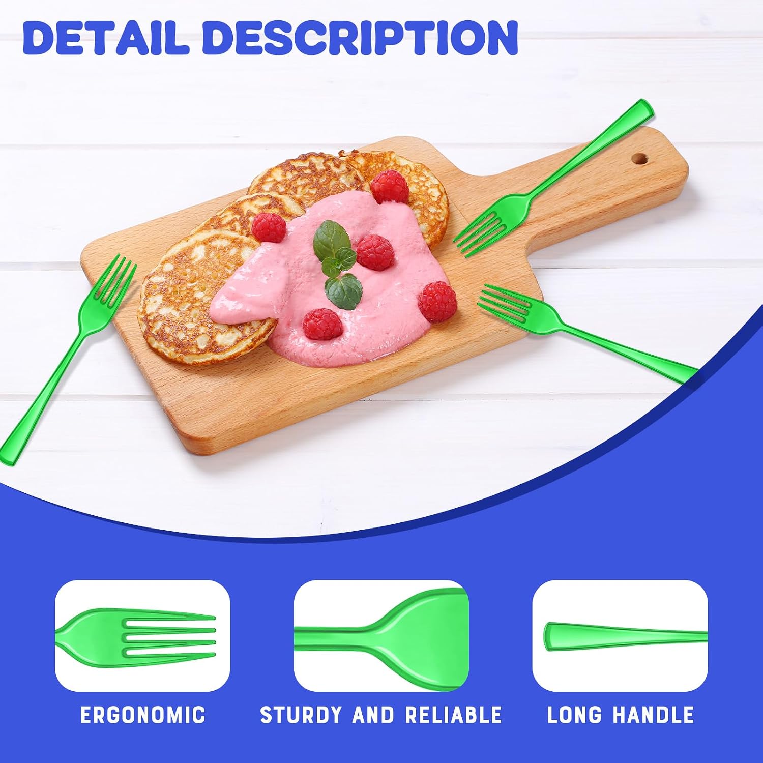 50pcs Clear Disposable Plastic Forks - Neon Plastic Forks Ideal for Birthday, Wedding, Parties, Receptions and Dinners (green)