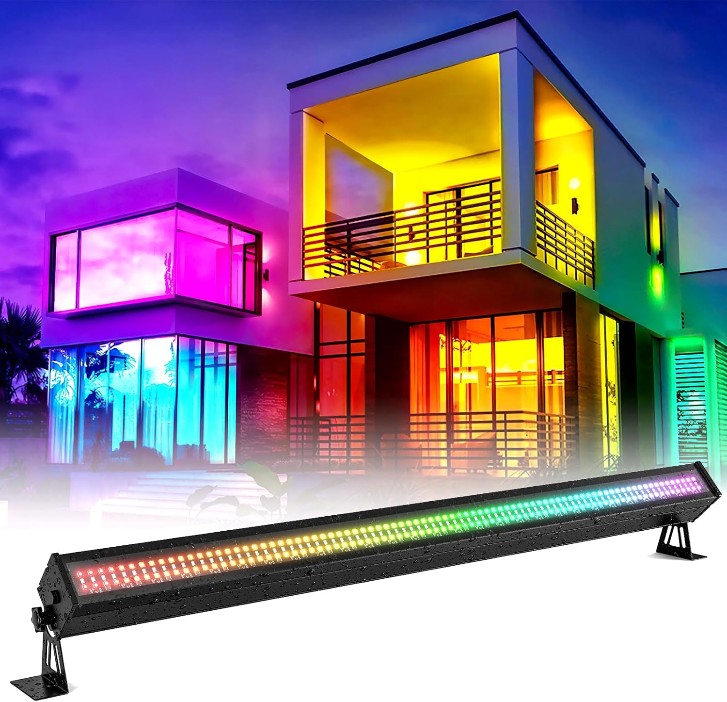 Led Wall Washer Light Bar 100W, 3 in 1 Color Changing Light Bar Rgbw Flood Lights DJ Disco Light Bar Uplighting Lights Dj Lights Bar Waterproof IP65 for Church Outdoor Indoor Weddings Halloween (1)