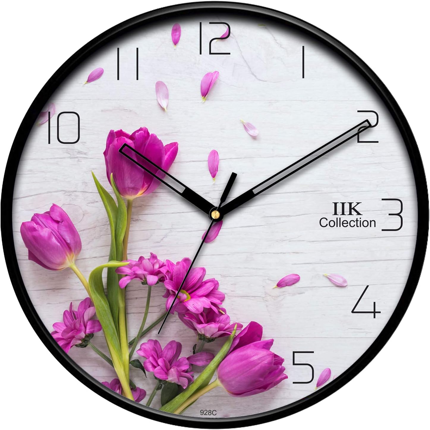 IIK COLLECTION 12-inch Designer Plastic Analogue Round WallClock for Home, Kitchen, Living Room, Bedroom, Office (30 cm x 30 cm x 6 cm)