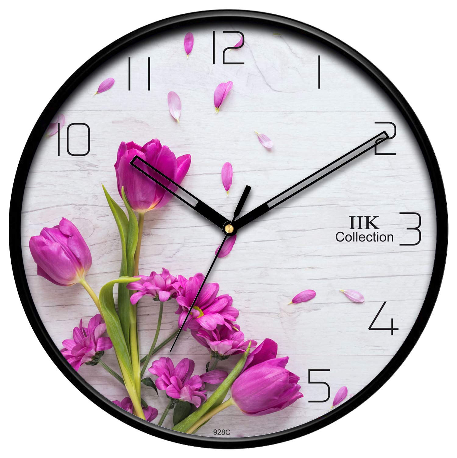 IIK COLLECTION 12-inch Designer Plastic Analogue Round WallClock for Home, Kitchen, Living Room, Bedroom, Office (30 cm x 30 cm x 6 cm)