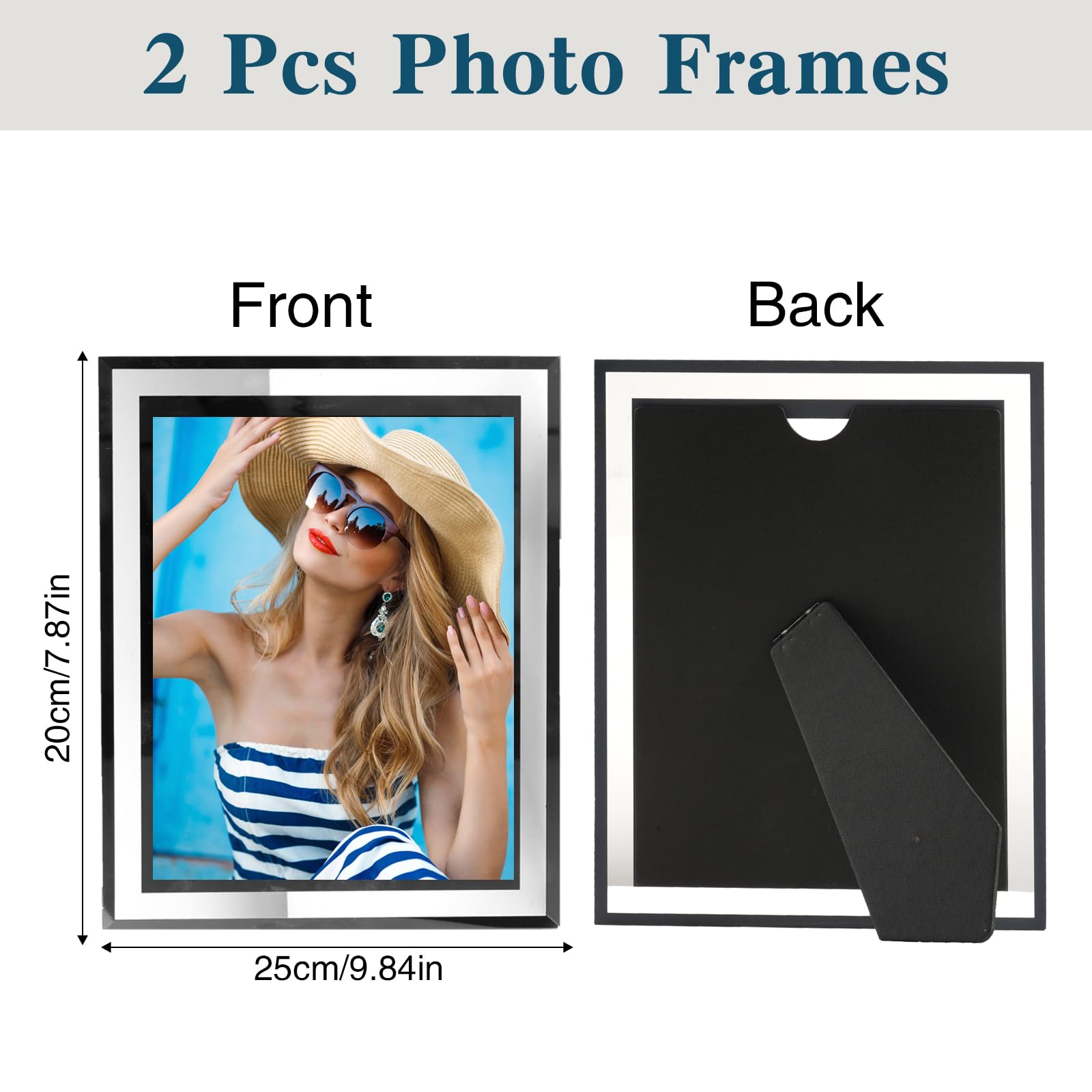 2 Pack 8x6 Photo Frame,8x6 Glass Photo Frames, Glass Picture Frame for Wedding Family Landscape Portrait Photos and Home Decoration - Image 2