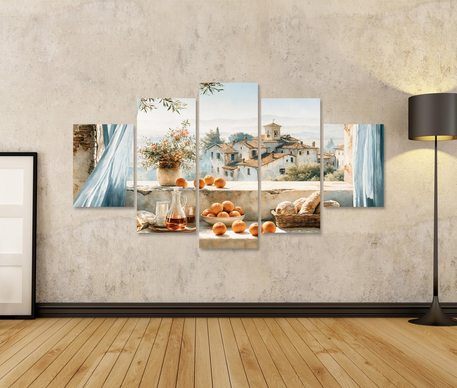 islandburner Quadro su tela, paesaggio toscano romantico, da parete, per cucina, perfetto per gli amanti dell'Italia, 5 pezzi