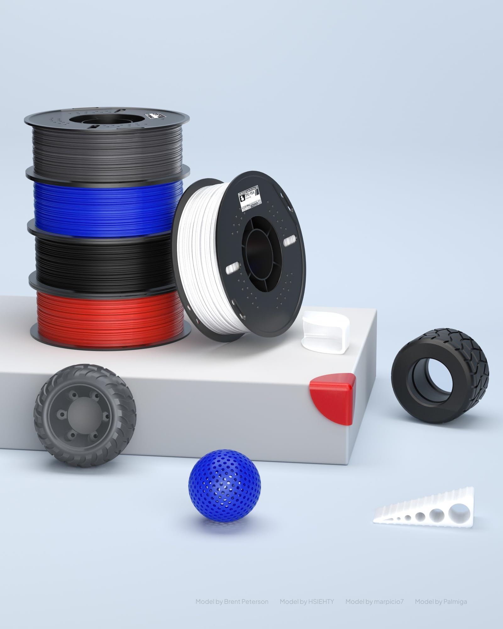 ELEGOO Filamento TPU 95A 1.75mm 1KG Negro, Filamento Flexible Suave para Impresoras 3D