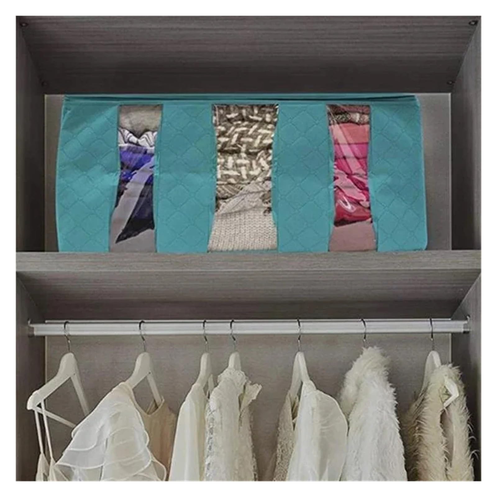 3/1 piezas Caja de almacenamiento edredones gran capacidad Plegable No tejida Bolsa ropa a prueba polvo Organizador almohadas mantas for el hogar(Grey,3PCS)