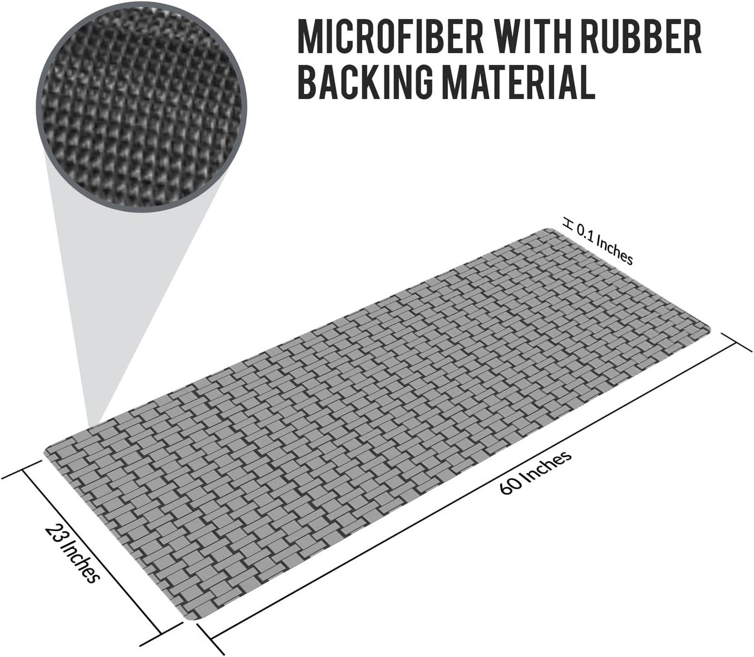 Shape28 Runner Mat Ultra-Thin Kitchen Rug with Non Slip Rubber Backing 60x23”, Gray 5C