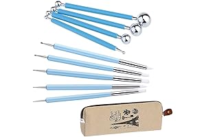 Ecjiuyi 9PCS Sculpting Tools, 4PCS Double-Ended Metal Ceramic Clay Ball Stylus Dotting...