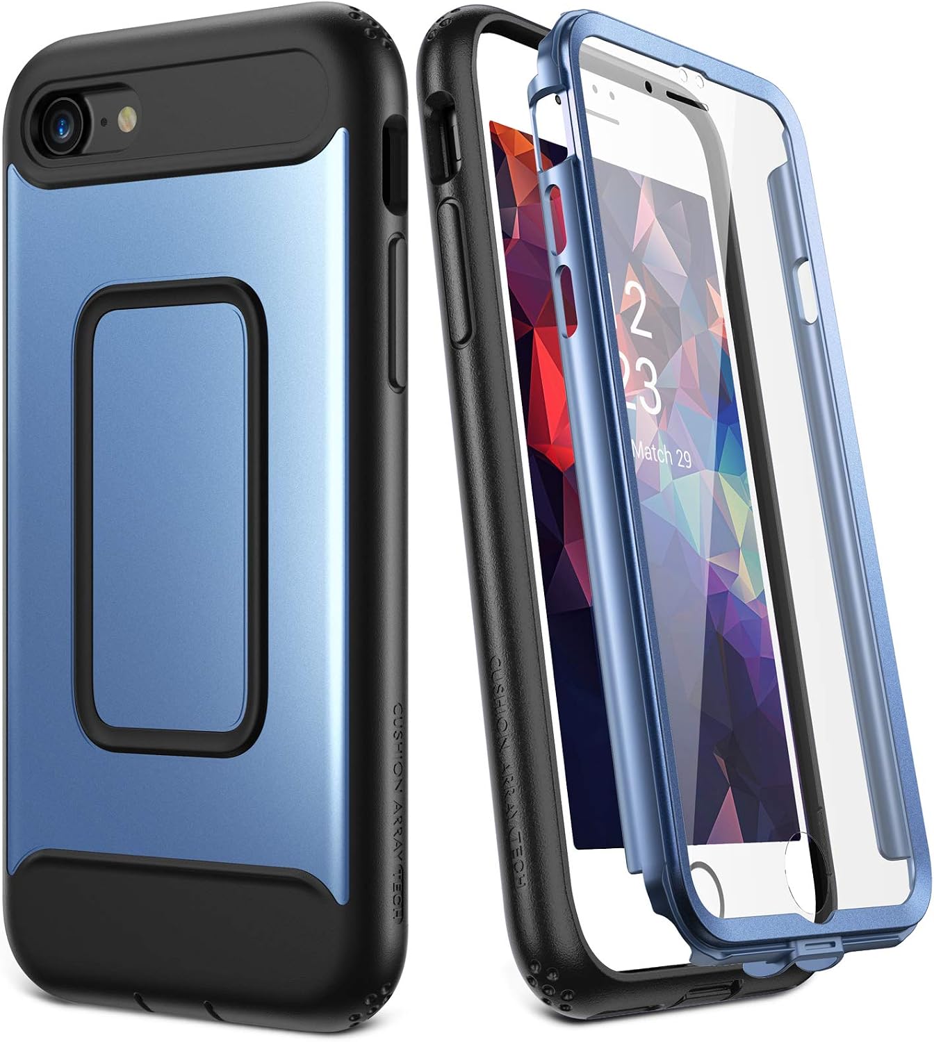 YOUMAKER iPhone SE Case & iPhone 8 / 7 Case, Full Body Rugged with Built-in Screen Protector Heavy Duty Protection Slim Fit Shockproof Cover for iPhone SE & iPhone 8 / 7 (4.7 Inch) - Blue