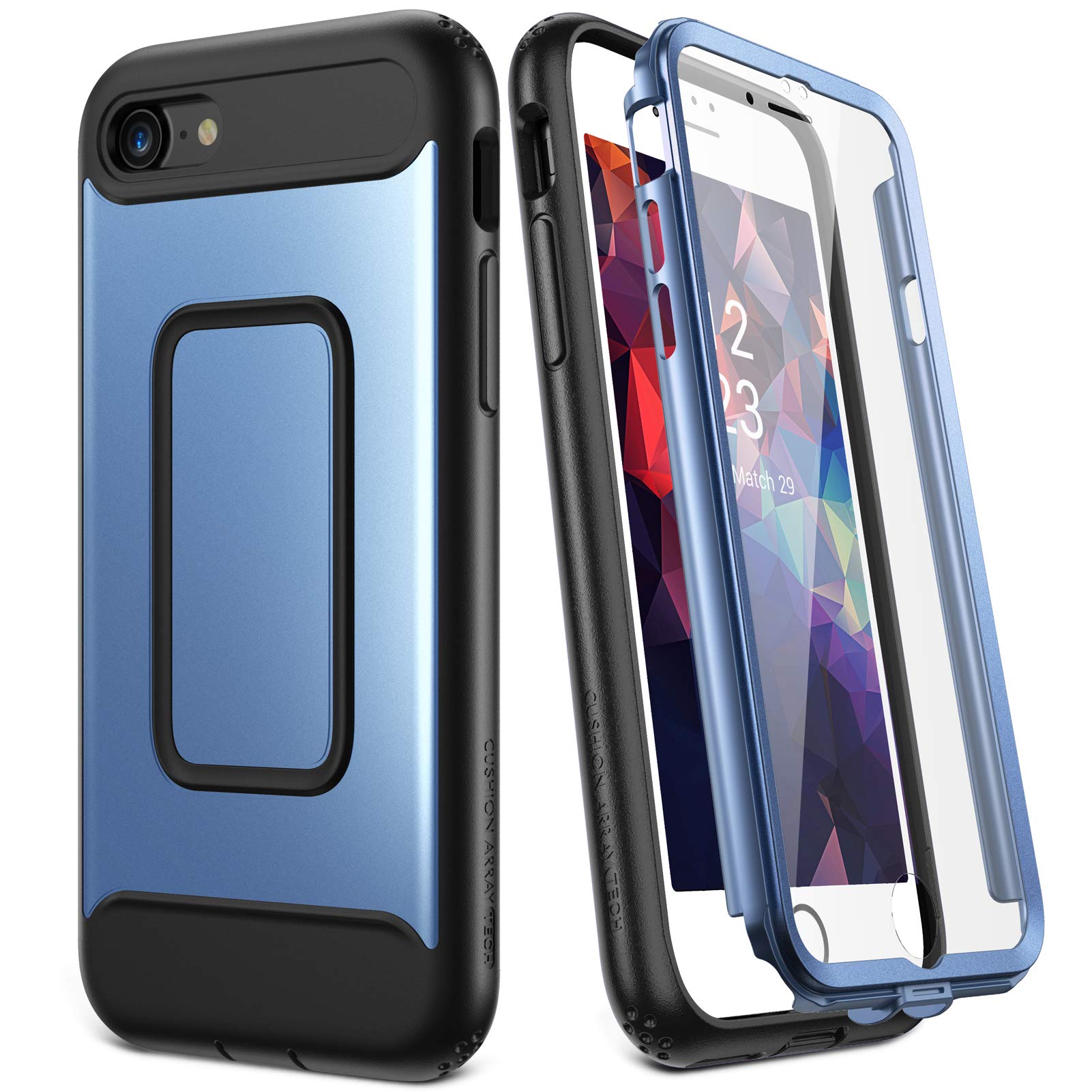 YOUMAKER iPhone SE 2020 Case iPhone 8 Case iPhone 7 Case Full Body with Built-in Screen Protector Heavy Duty Protection Shockproof Slim Fit Cover for iPhone SE 2020/iPhone 8/iPhone 7 4.7 inch-Blue/BK