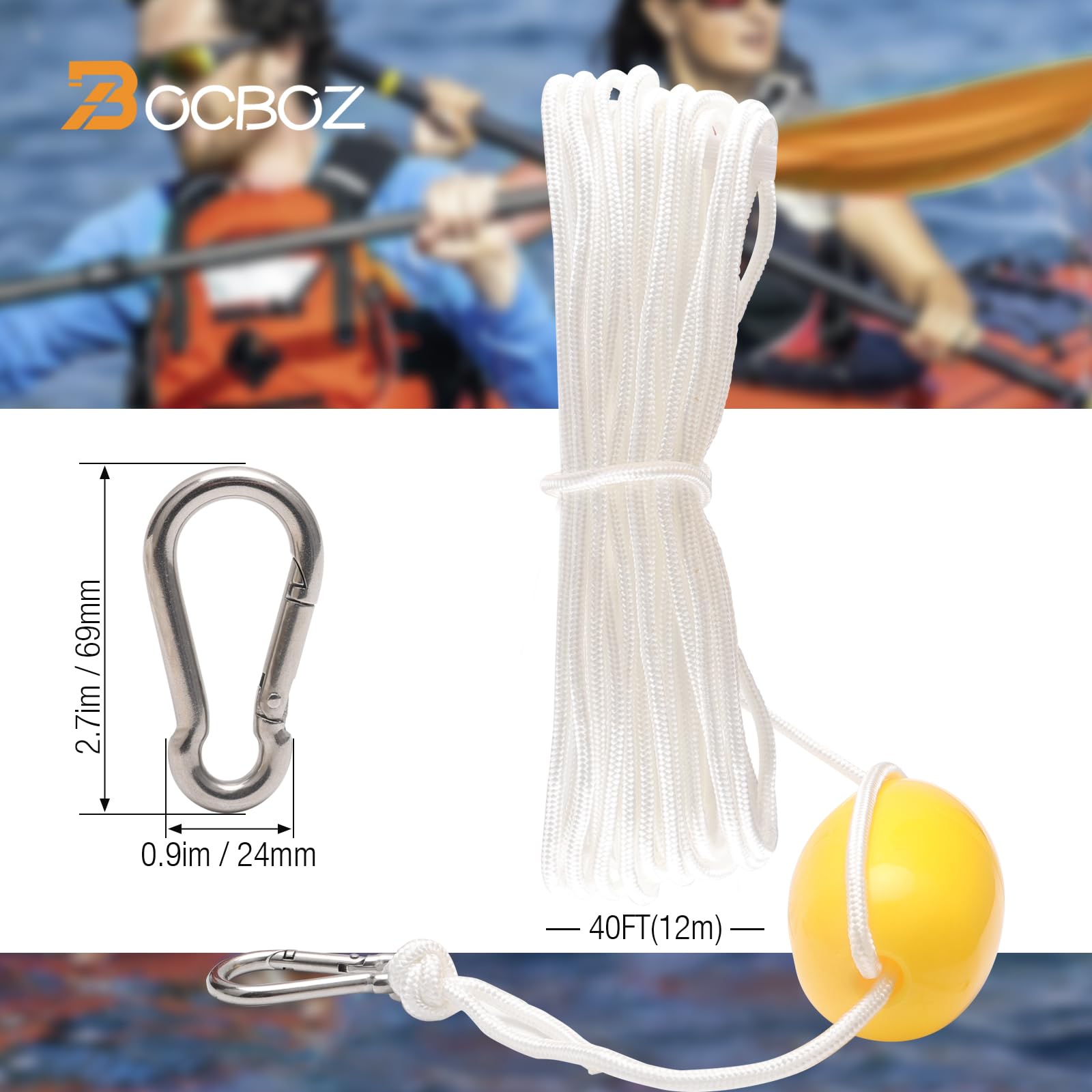 Zestaw kotwic do łodzi, kajaków, desek SUP i skuterów wodnych, składana kotwica z kotwicą 12 m, torba do przenoszenia 1,6 kg, czerwona