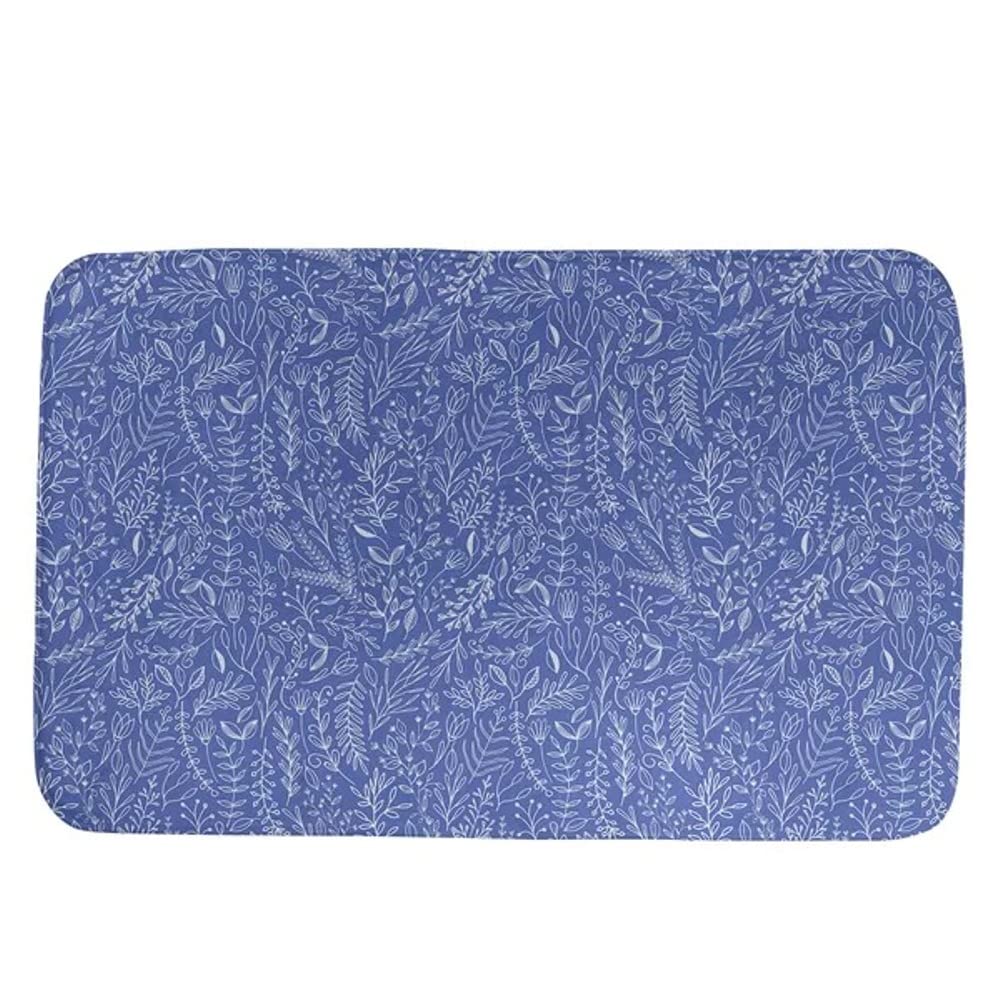 Luxurious 1 Piece Blue White Super Soft Bath Rugs For Bathroom Size 21 W x 34 L Non-Slip