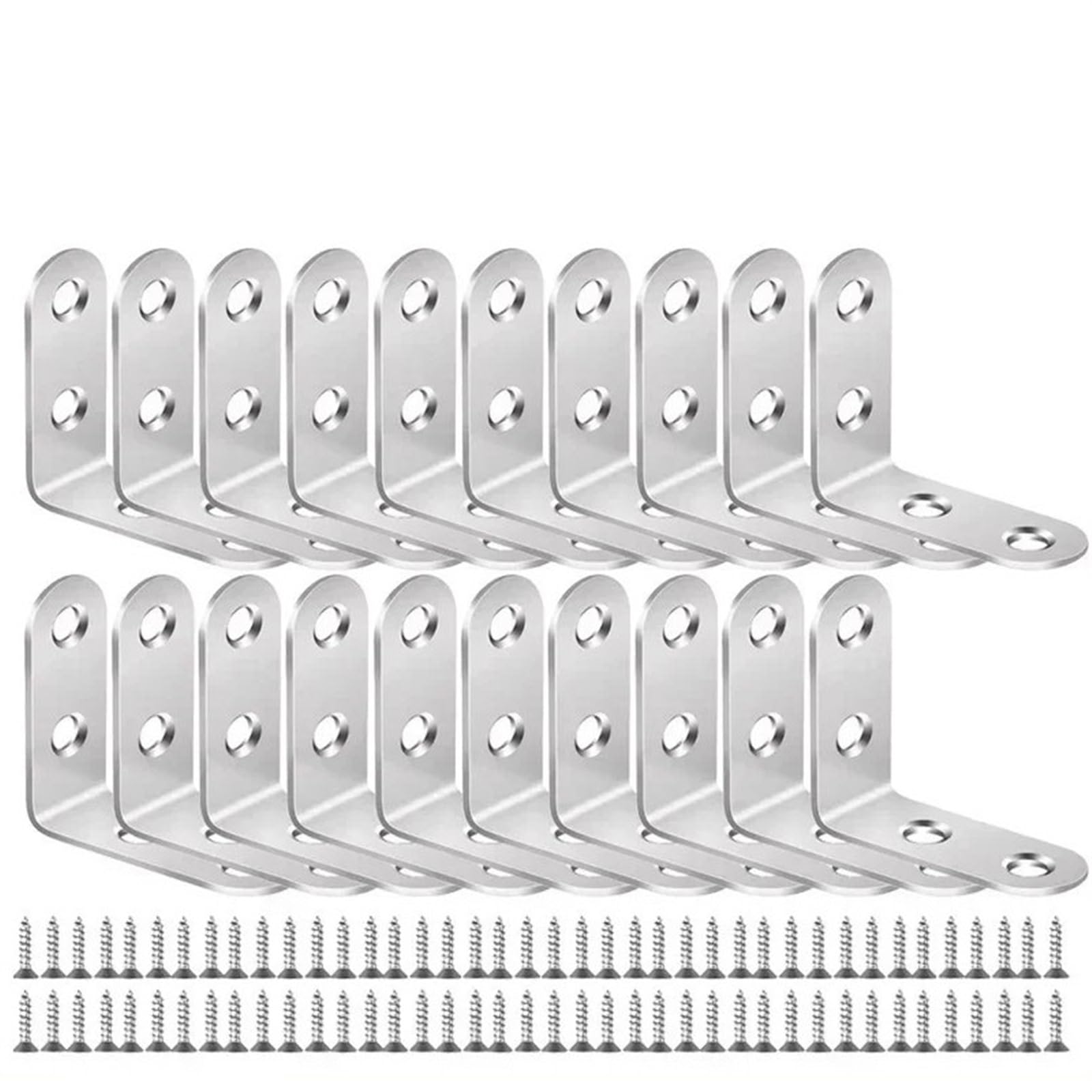 Staffa d'angolo in Acciaio Inox， Staffe di Collegamento ad Angolo retto for mobili, staffe di Fissaggio for Angoli, staffe di Supporto for mensole con Vite(20Pcs16x40mm)