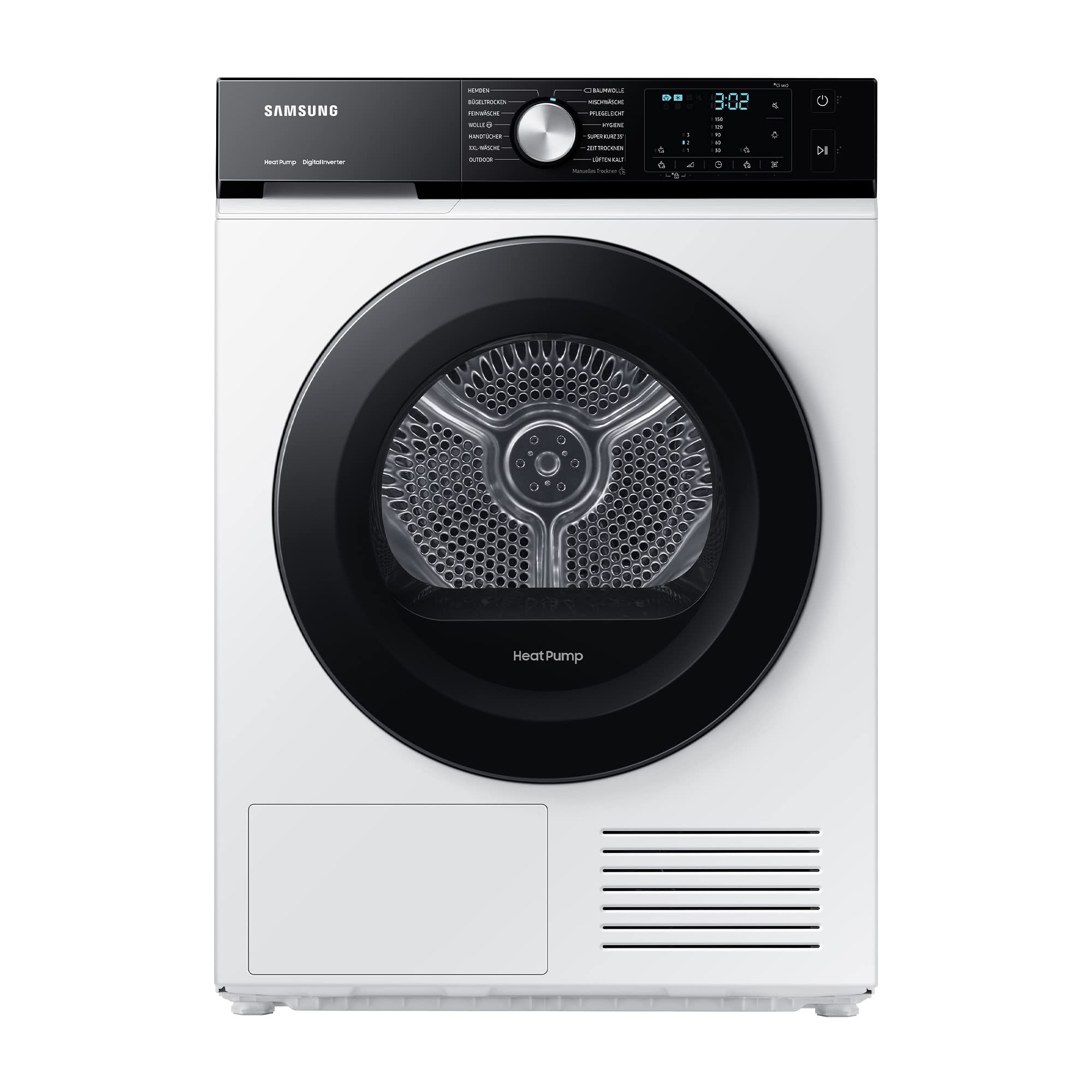 Samsung DV8GBBA225AE/EG Sèche-linge à pompe à chaleur Bespoke 8 kg Hygiène+ Optimal Dry – Séchage par capteur, filtre confort 2 en 1, super court 35', moteur inverseur numérique, blanc