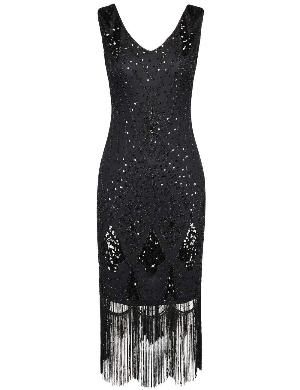 PrettyGuide Women 1920s Gatsby Cocktail Sequin Art Deco Flapper Dress