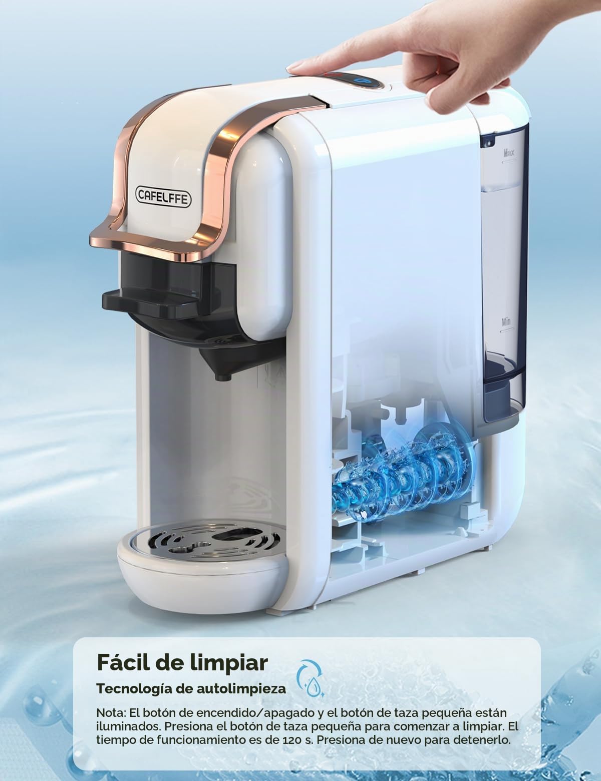 CAFELFFE Cafetera de cápsulas MK-603 4 en 1, café frío/caliente, 19 bares, compatible con cápsulas Nes*, DG*, ESE y café molido, modelo de bajo consumo, 0,6 l, ideal para hogares y oficinas, blanca