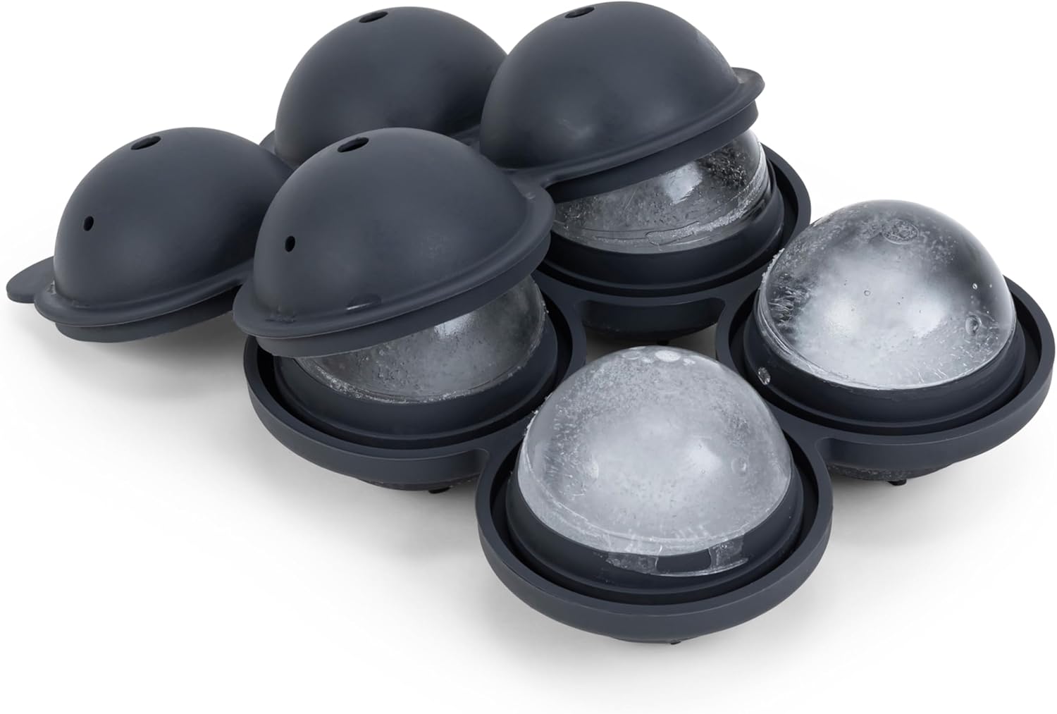 W&P Peak Silicone Sphere Ice Mold w/ Cover | Charcoal | Easy to Remove | Round Cocktail Whiskey Drink Ice Maker | Food Grade Premium Silicone | Dishwasher Safe, BPA Free - Thumbnail 3