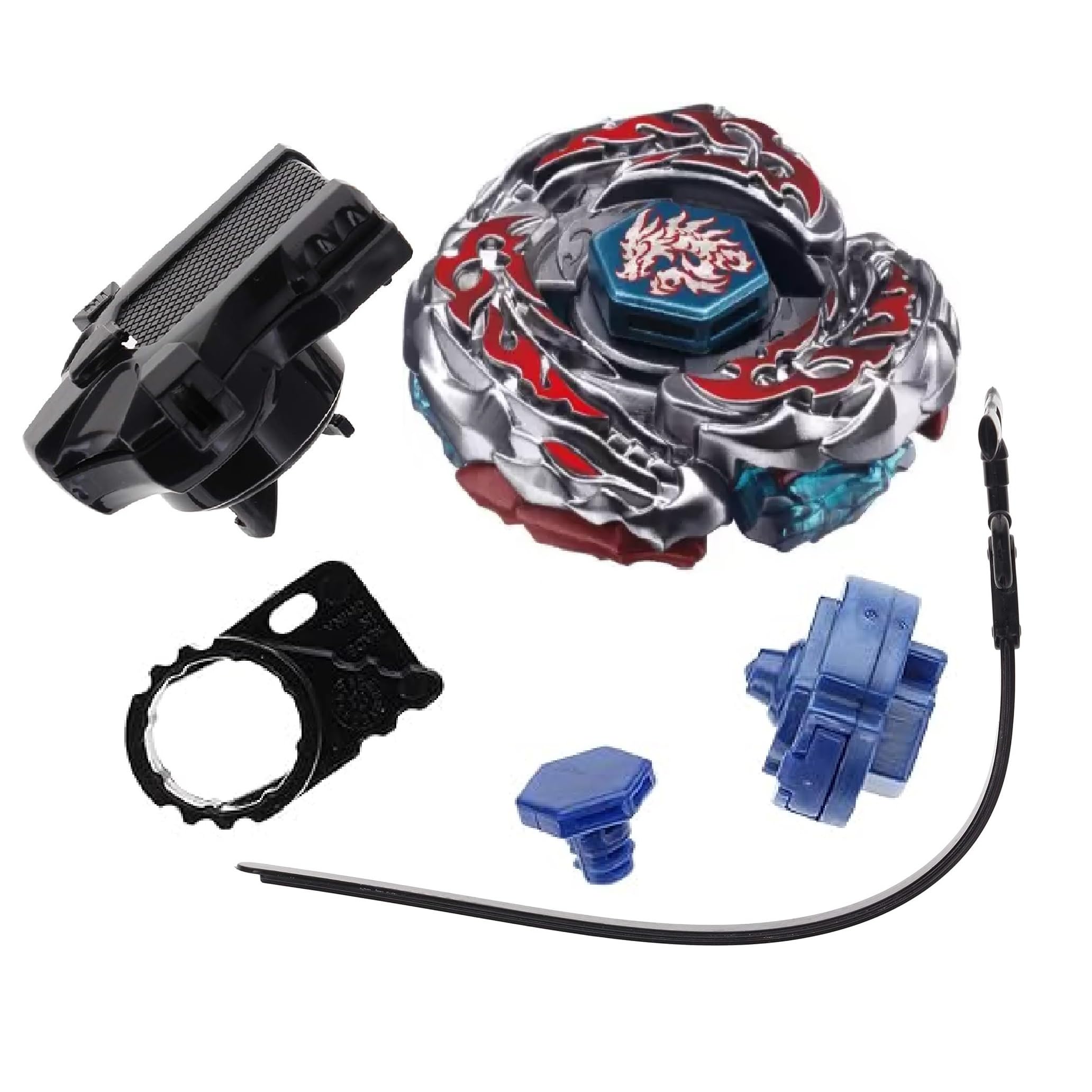 Funstars L-Dbego Destroy F:S Metal Fusion Spinning Top with Launcher Aluminum Alloy Build with Plastic Elements High Efficiency Enduring Toy (BB108) (Black, Red)