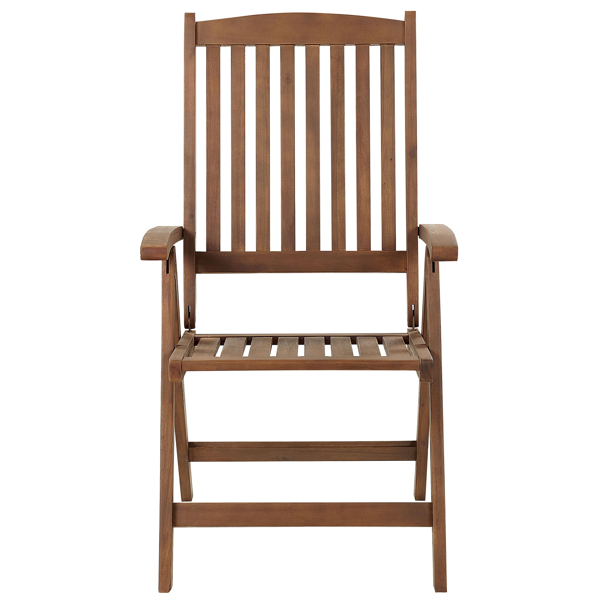 Beliani Gartenstuhl Akazienholz Dunkelbraun verstellbar klappbar mit Armlehnen Amantea