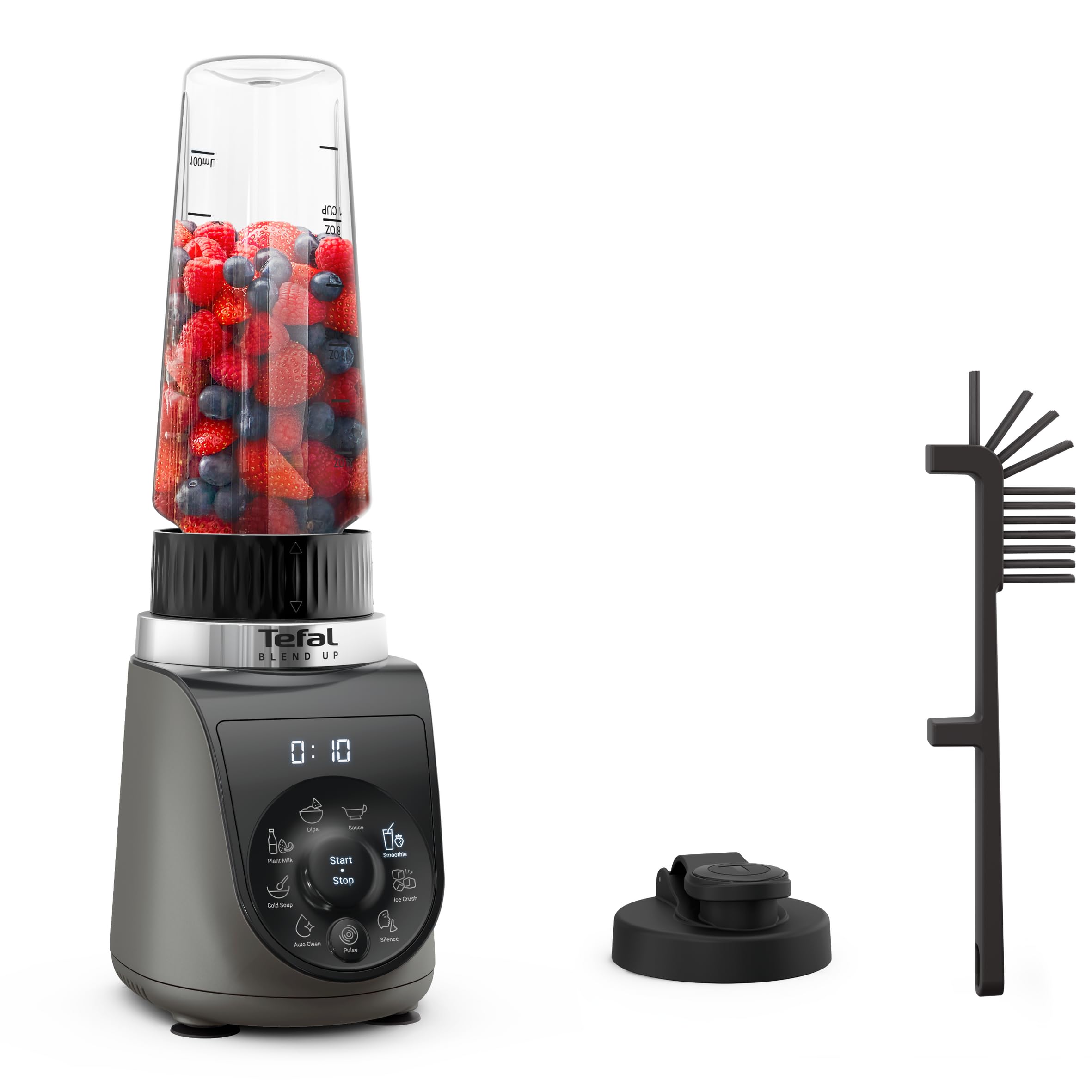 Tefal Blend Up BL19JEF0 - Mini mixer, 1000 W, 8 programmi automatici, lame Powelix, modalità di pulizia automatica, compatto, leggero, modalità Silence, con bottiglie on-the-go (400/700 ml), colore