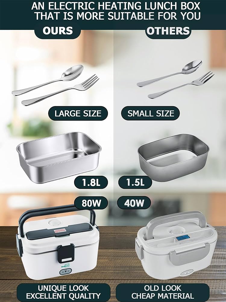 Electric Lunch SPOOL High Bone Muscle他CD Amazon.com: Electric Lunch Box Food Heater for Adults, 80W