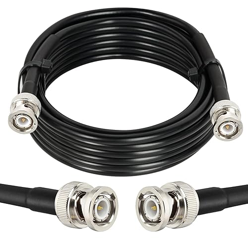 MOOKEERF Cable coaxial BNC macho a BNC macho de 12 pies, cable coaxial RG58 de 50 ohmios con conectores BNC