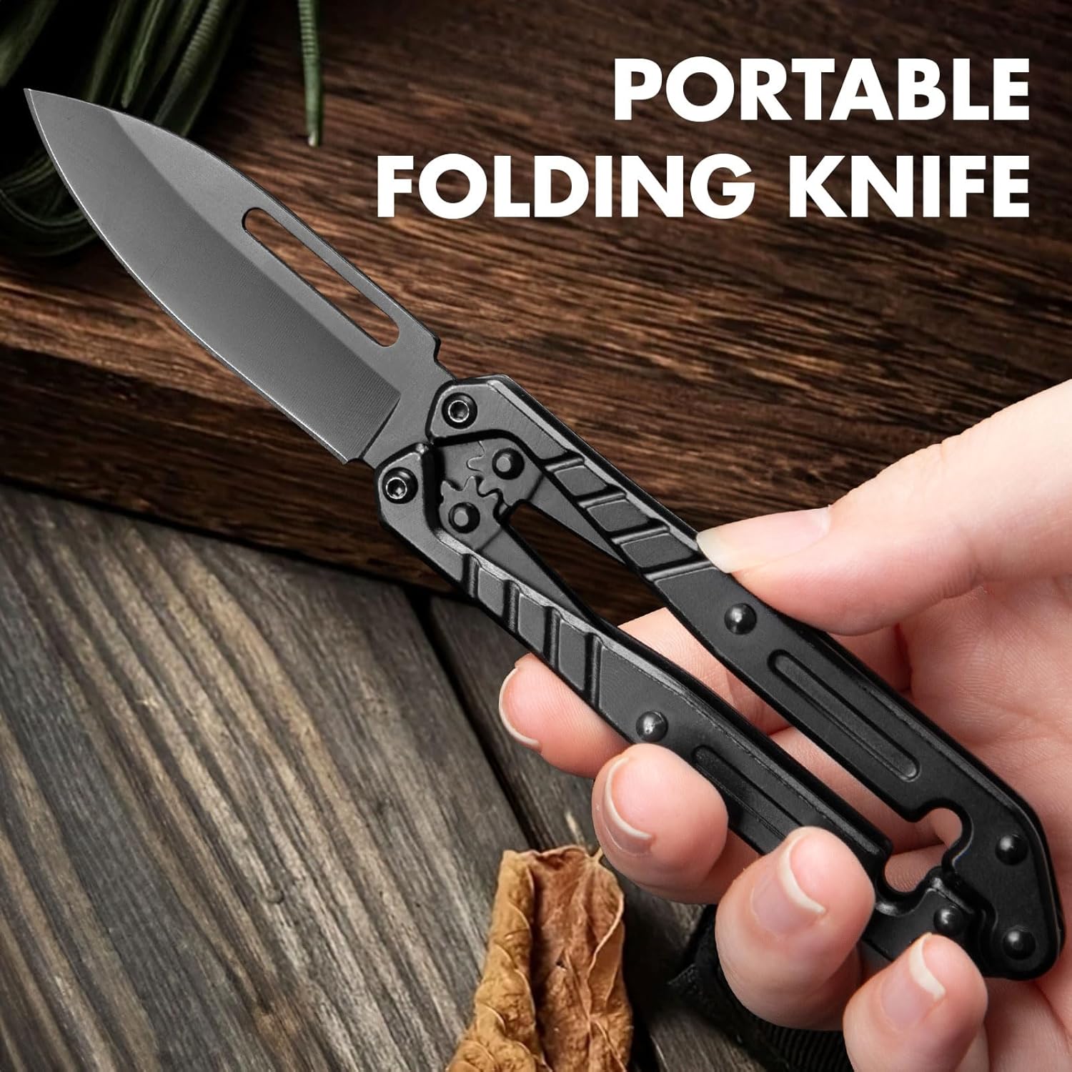 Automatic Utility Knife,All Metal Construction Carbon Stainless Steel Blade,Quick Change Retractable Box Cutter,3.1" Blade Small EDC Knife,Great Gift for Men Black