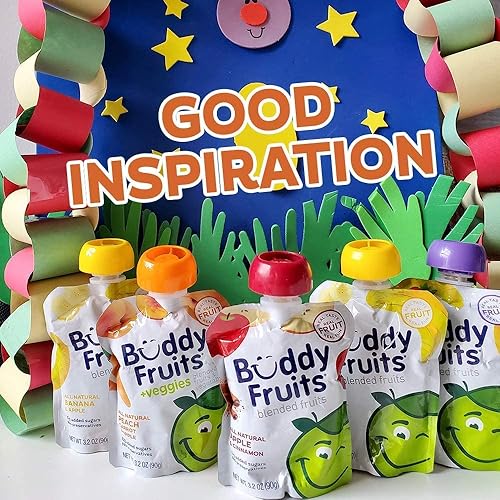 Miniatura 6 de Buddy Fruits Snacks To Go Puré de manzana sin azúcar de mango sin azúcar, bolsa de 3.2 onzas (18 unidades) sin gluten, frutos secos, conservantes